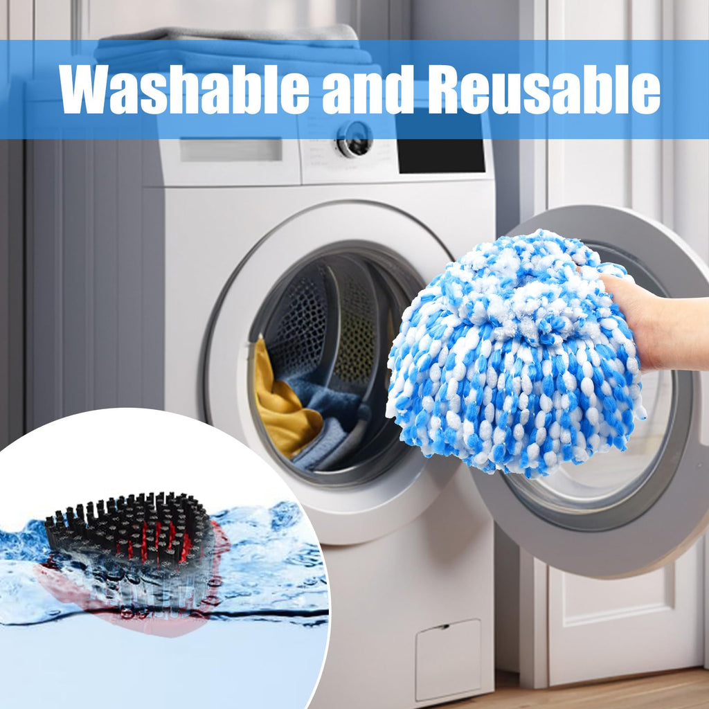 Hezane 4Pack Mop Replacement Head for O Cedar RinseClean 2 Tank System, Mop Replacement Base and Upgrade Scrub Brush for O-Cedar,Spin Microfiber Mop Refills for Cleaning All Floors