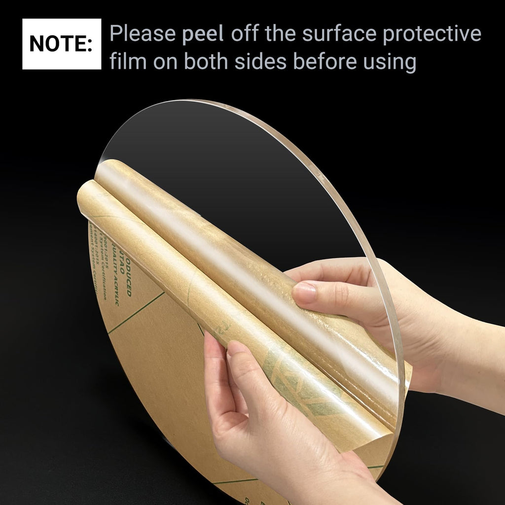 2 Pieces 1/4" Round Plexiglass Sheet, 8 Inch Diameter Clear Acrylic Circle, Round Cake Disk Acrylic Sheet, Plexiglass Table Top, Acrylic Backdrop