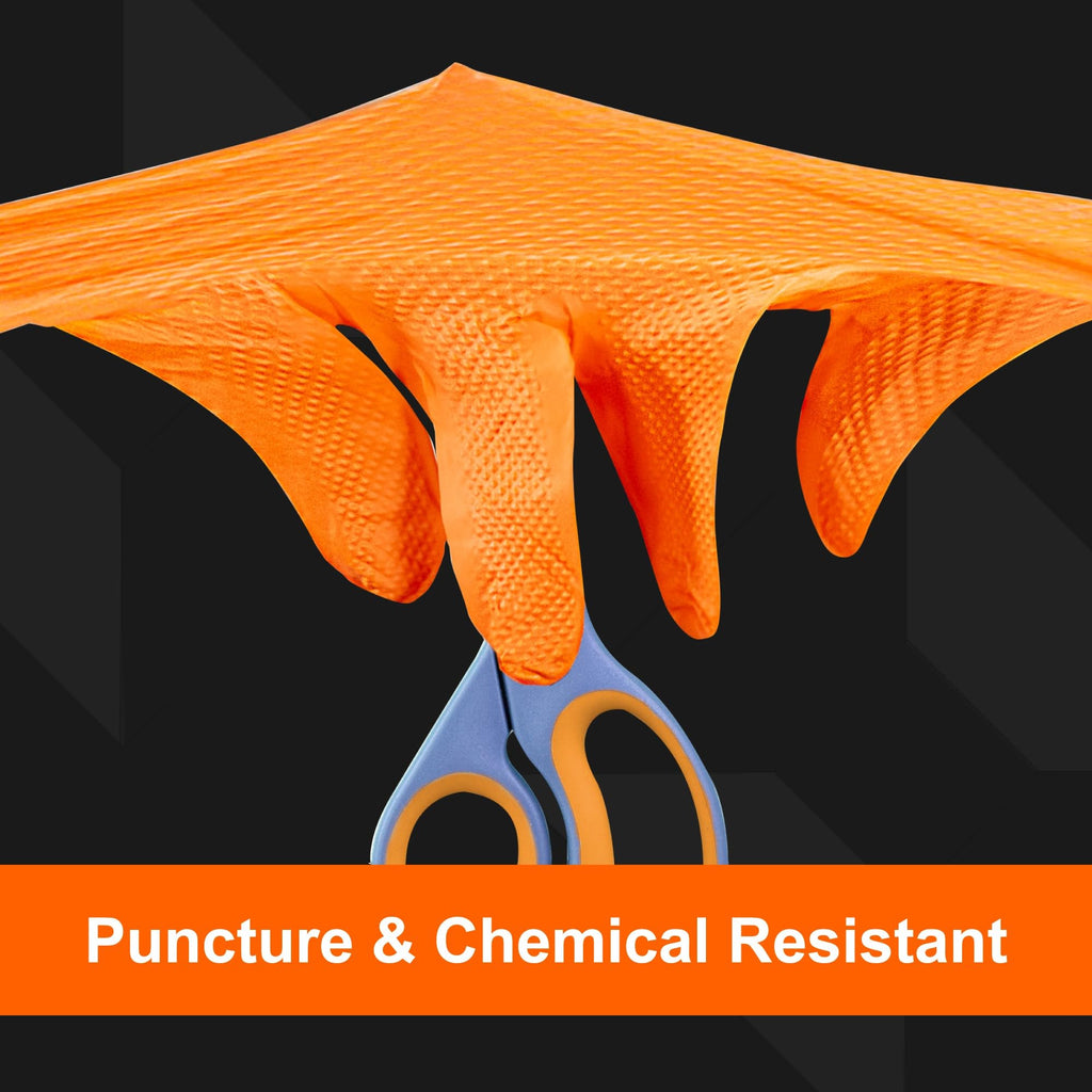GLOVEWORKS 8 Mil Orange Nitrile Disposable Gloves Heavy Duty Industrial RDT for Mechanic and Automotive, XXL 4 Boxes of 100