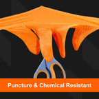 GLOVEWORKS 8 Mil Orange Nitrile Disposable Gloves Heavy Duty Industrial RDT for Mechanic and Automotive, XXL 4 Boxes of 100