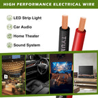 TYUMEN 12 Gauge Red Black Wire 50FT, 12/2 AWG Electrical Wire 12V/24V DC Cable, 12AWG 2 Conductor Flexible Copper Claded Aluminum Extension Cord for LED Ribbon Lamp Tape Lighting, in-Home, Autos Use