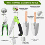 62-Piece Heavy-Duty Garden Tool Set, Complete Garden Tool Kit with Stainless Steel Shovel, Repotting Mat, Pruning Shear&Durable Gardening Tool Bag, Gardening Gift Set—Ideal Gift for Women/Men/Beginner