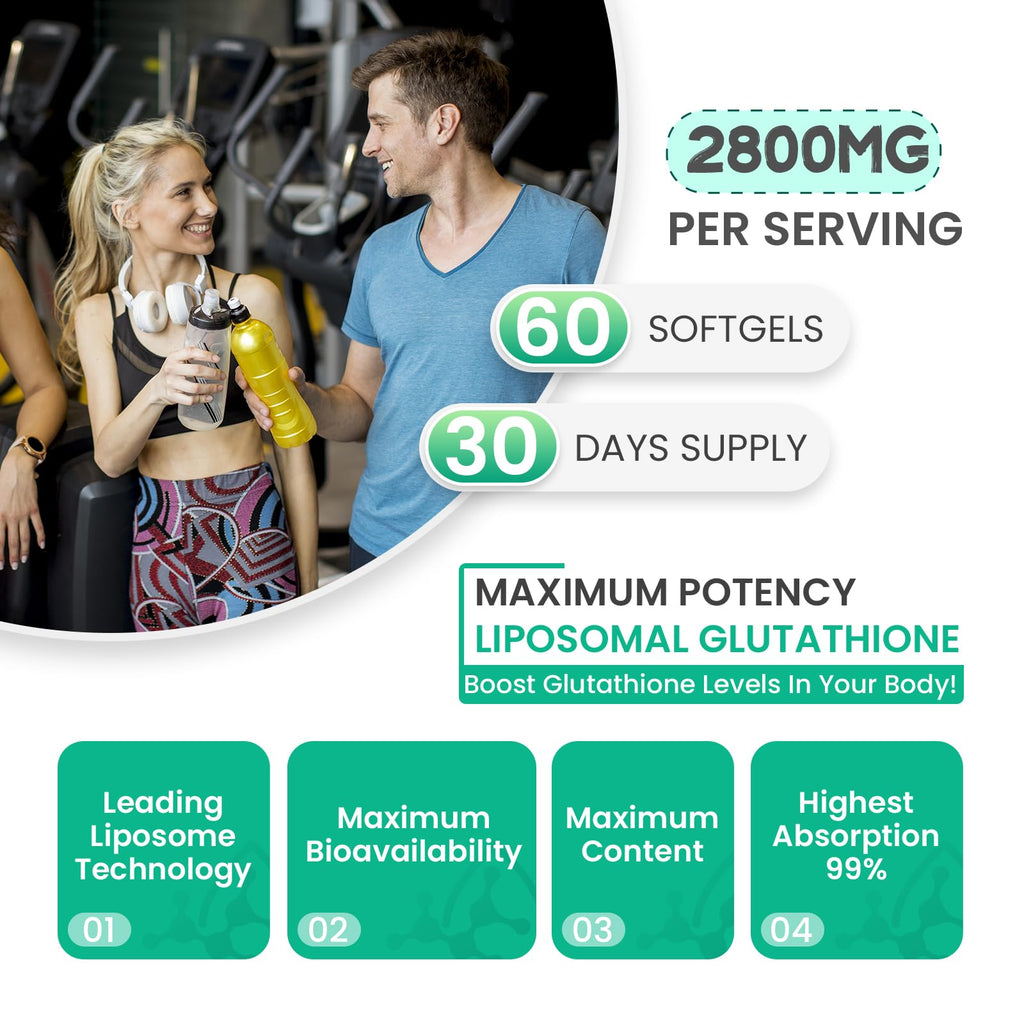 inGreens 2800 MG Liposomal Glutathione Supplement, Detoxifying & Immune, Aging Defense, Energy, Glutathione Unique Formulation Reduced