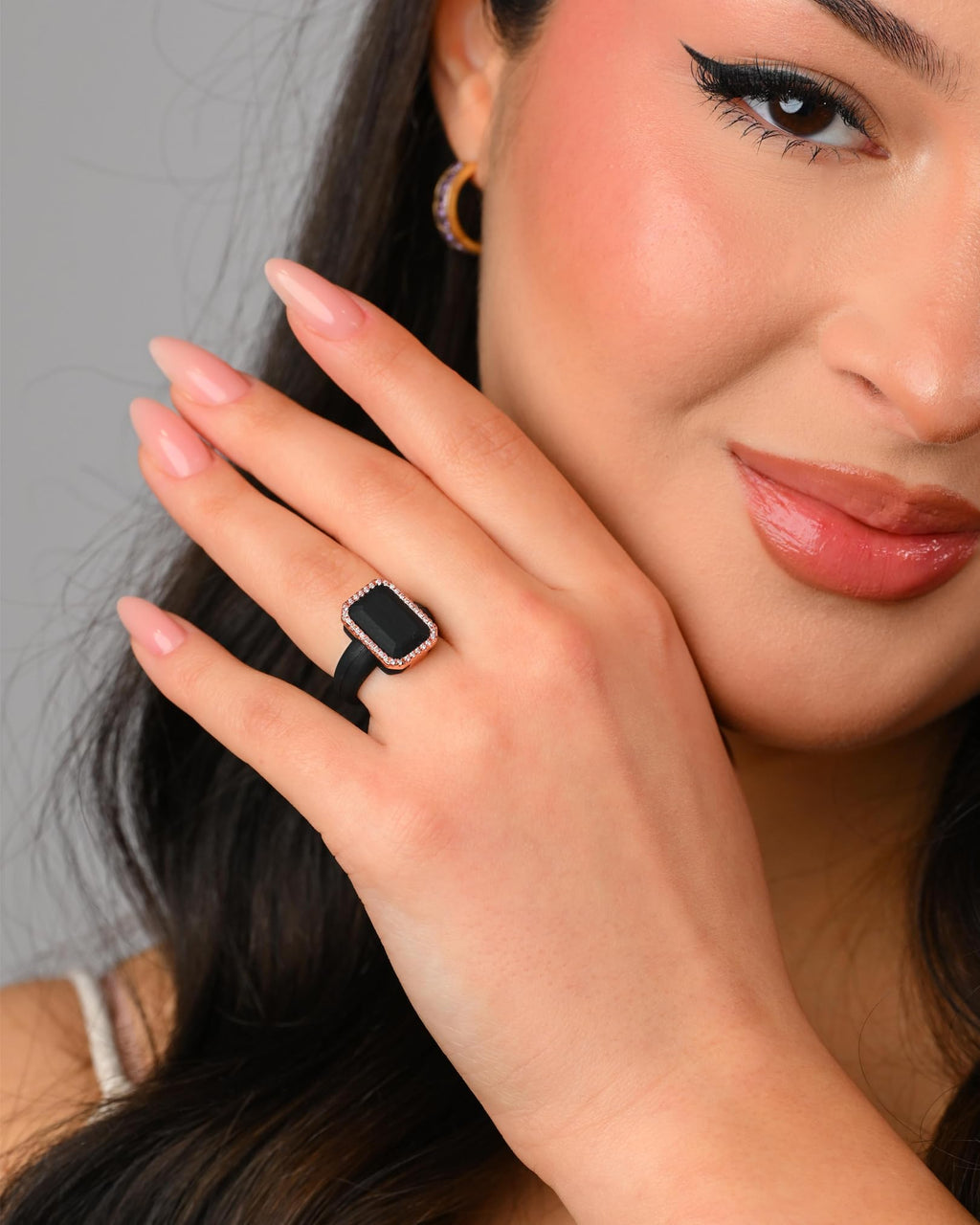 Rinfit Emerald Silicone Ring with CZ Stones for Women - Pack A, Size 7