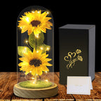 Touloube Sunflower Gifts for Women, Enchanted LED Sunflower Lamp, Unique Artificial Flowers in Glass Dome, Present for Christmas,Birthday, Anniversary, Wedding,Mother's Day for Wife Mom Grandma