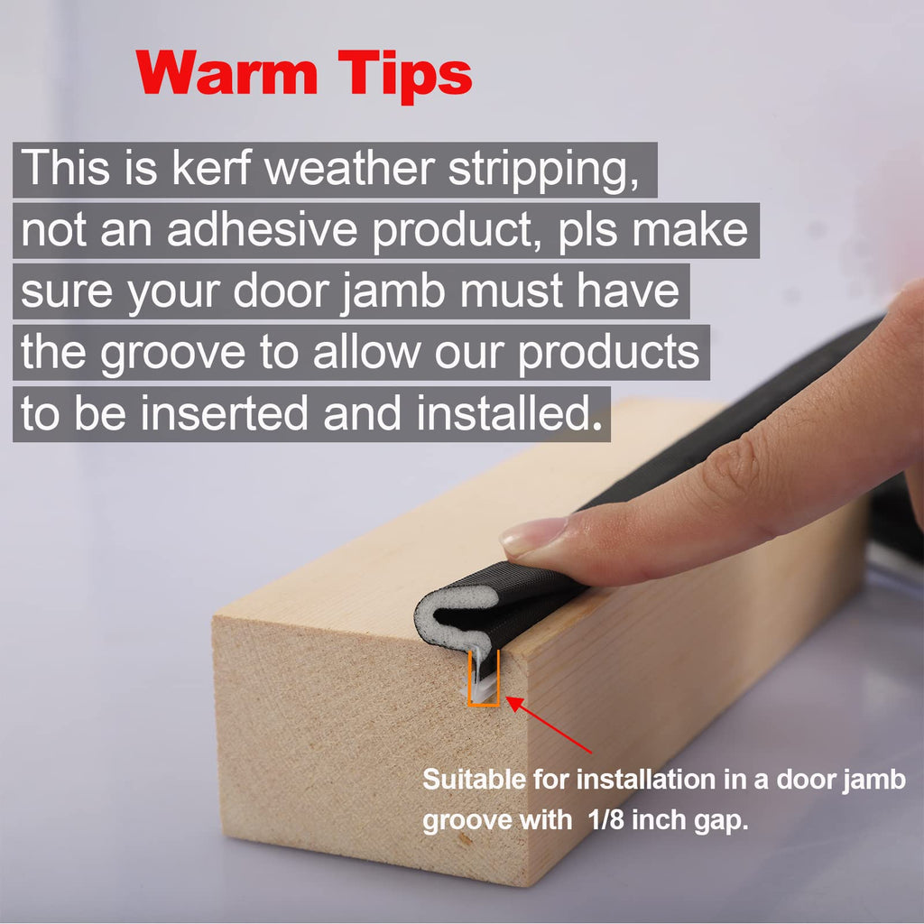 40 Feet Door Weather Stripping, Kerf Weather Stripping for Doors with Groove, Kerf Door Seal for Large Gap and Easy Installation(40, Brown)