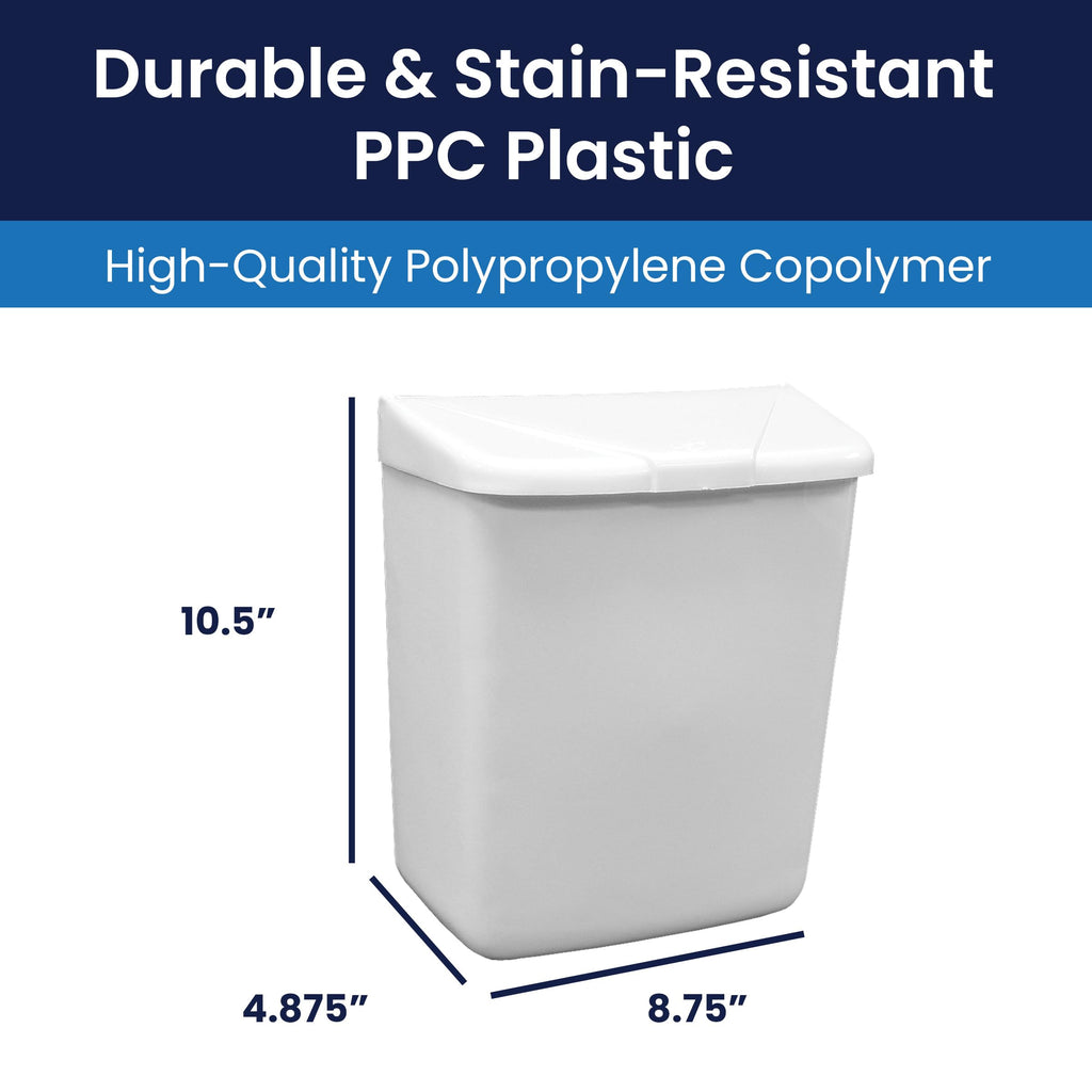 Hospeco Feminine Hygiene Receptacle White ABS Plastic 250-201W