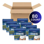 Tena Protective Adult Incontinence Underwear for Men, Maximum, S/M, 80 Count (Waist Size 25in-34in)