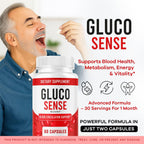 GlucoSense – Official GlucoSense Capsules, Pills Support Advanced Blood Formula Supplement, All Natural Premium Health & Wellness - Maximum Strength, 60 Capsules for 1 Month