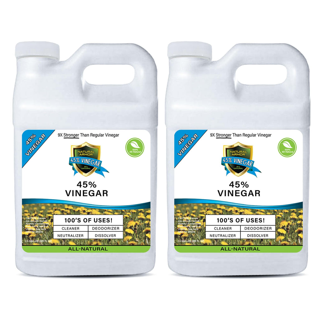 Natural Armor 45% Vinegar Industrial Strength Concentrate - Extra Strength - 9X Stronger Than Regular Vinegar (Case of 2-320 Oz Gallon Refills)