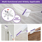 wlich Baseboard Cleaner Tool with Handle 2.0, 60" Extendable Long Handle, Dust Trapping and Locking, 5 Reusable Pads, Purple Base Boards Cleaning Tool for Moldings, Wall, Floor, Bathroom, Kitchen