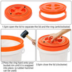 Hacaroa 3 Pieces 5 Gallon Bucket Lids, 12 Inch Plastic Screw Top Seal Lids, Leak-proof Reusable Bucket Twist Lid Caps for Pet Food, Grain, Paint Storage Buckets, 3 Colors