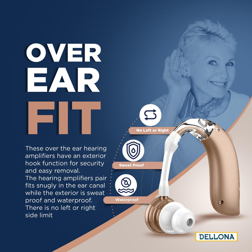 DELLONA Hearing Aids for Seniors, Hearing Aids Rechargeable for Seniors Severe Hearing Loss with Intelligent Noise Reduction (Pair) 4 Modes - Comfortable Wearing OTC Hearing Aid, PSAP