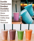 Cappatua 24 oz Clear Plastic Cups with Lids and STRAWS, Disposable Drinking Cups for Cold Drinks, Iced Coffee, Milkshakes, Smoothies, 25 Sets
