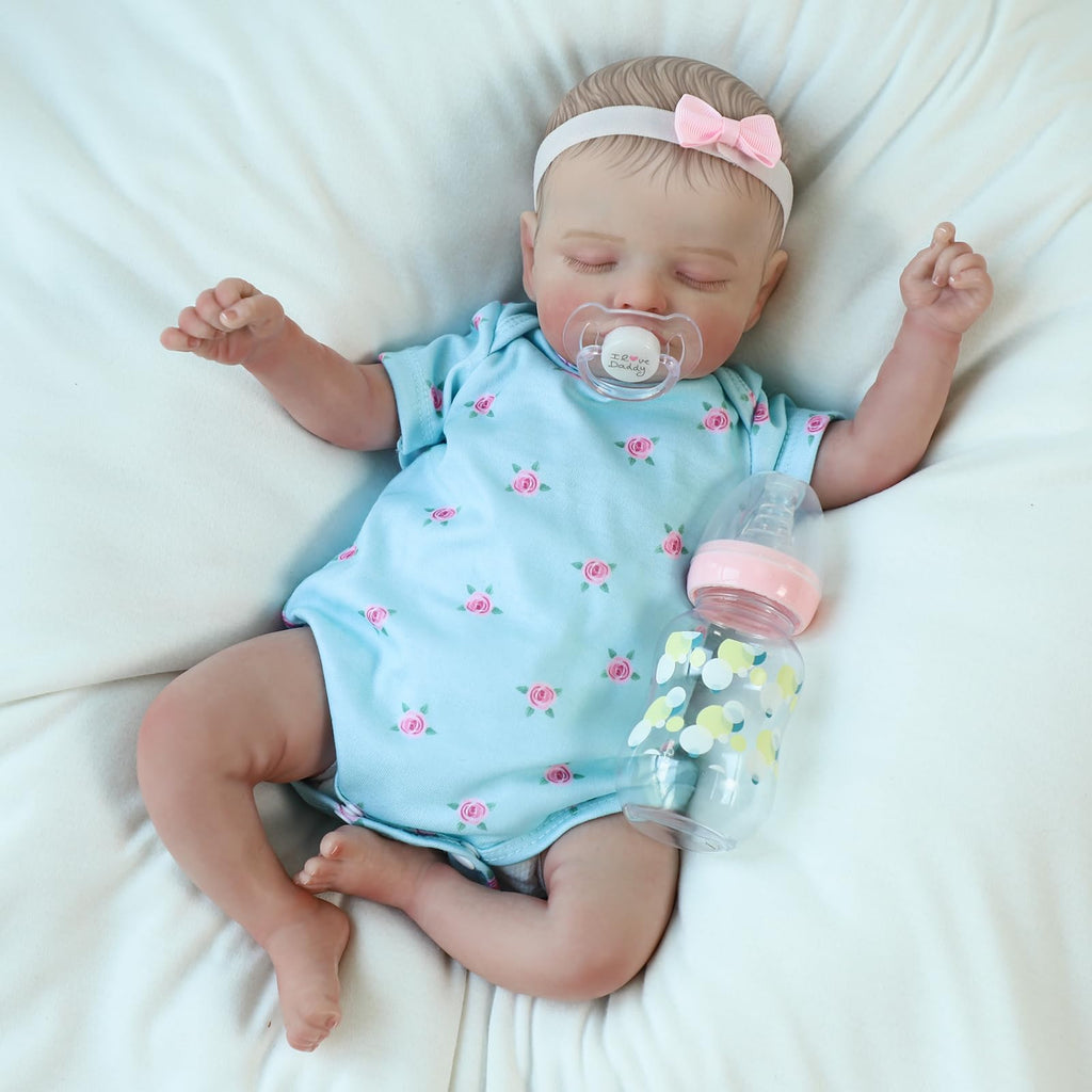 Realistic Reborn Baby Dolls - 18 inch Rosalie Newborn Baby Sleeping Girl, Cloth Body Poseable Real Life Baby Dolls Birthday Gift for Kids Age 3+…