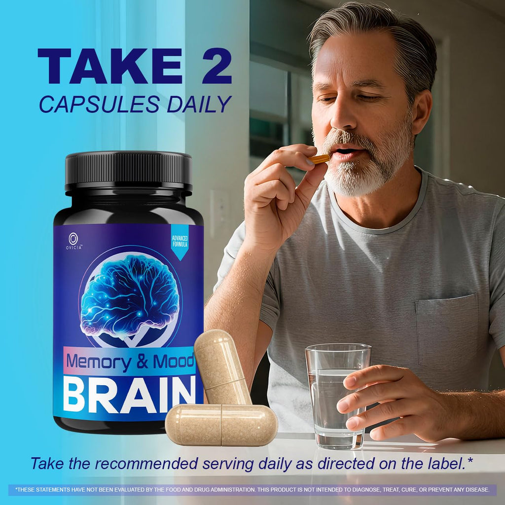 (3 Pack) Memory and Mood Brain Capsules - Official MemoryandMoodBrain Pills Advanced Premium Formula Support, All Natural Ingredients Vitamins for Overall Health & Wellness, 180 Capsules for 3 Months