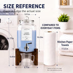 Glass Laundry Detergent Dispenser, 108oz (2 Pack) with Stainless Steel Faucet & Solid Wood Stand - Liquid Soap & Fabric Softener Container for Laundry Room Organization & Storage