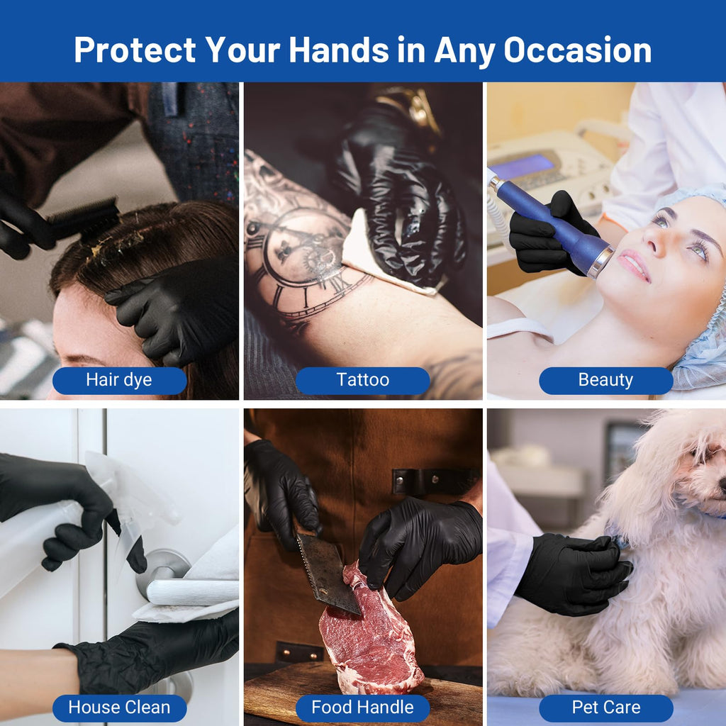 JMU 200 Black Nitrile Gloves Small, 3.5Mil Disposable Gloves Latex-Free