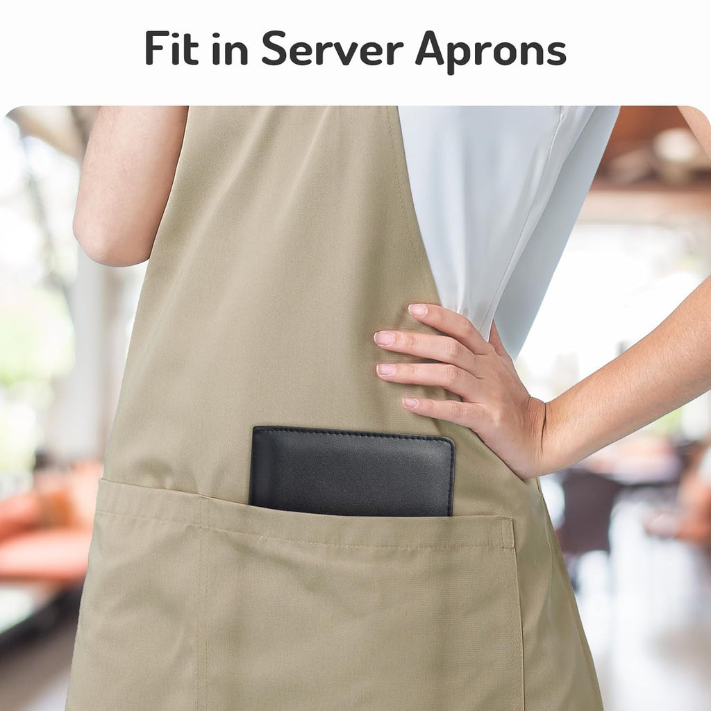Server Book with 2 Zipper Pockets, Leather Server Books for Waitress