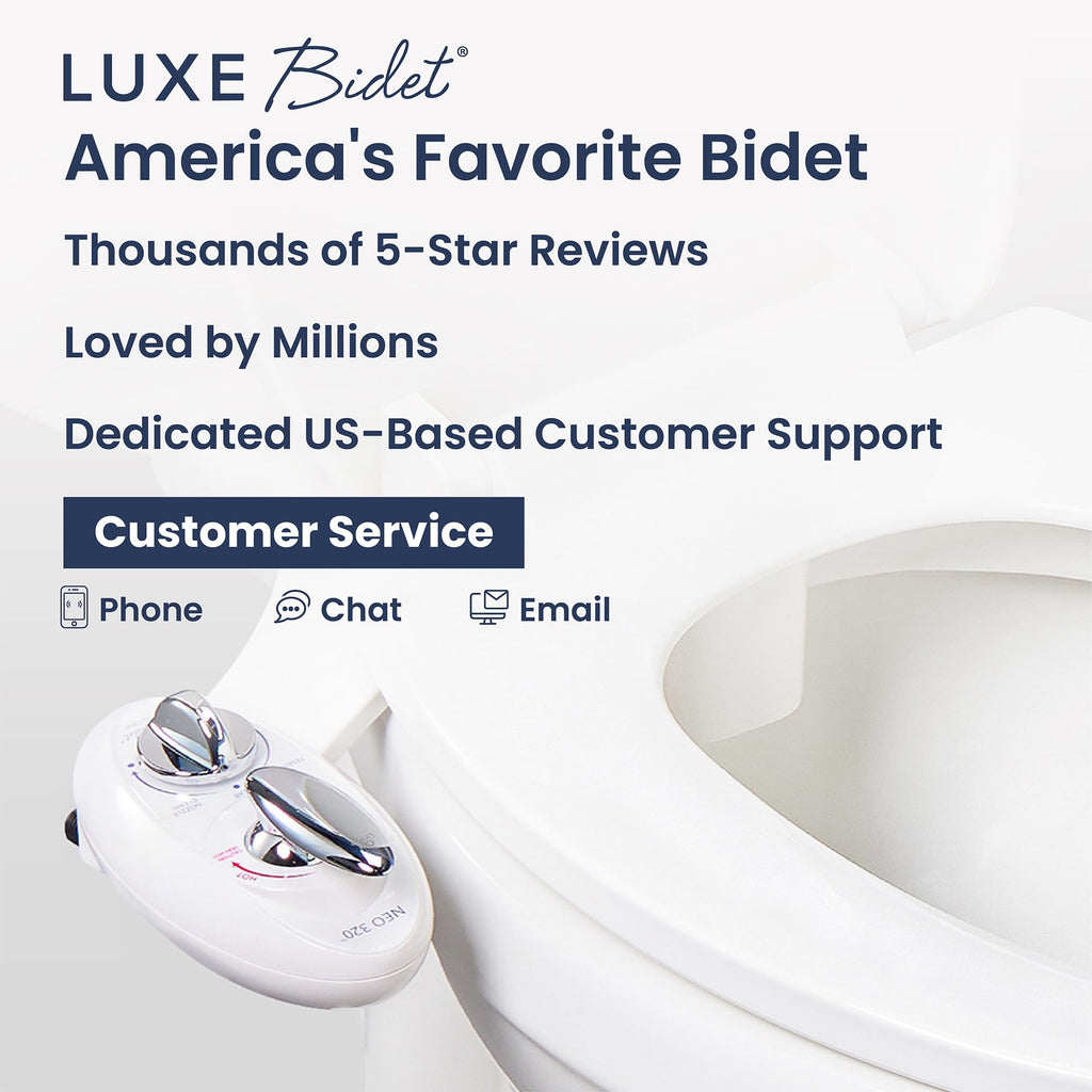 LUXE Bidet NEO 320 - Warm Water, Dual Nozzle, Self-Cleaning, Non-Electric Bidet Attachment for Toilet Seat, Adjustable Water Pressure, Rear & Feminine Wash (White)