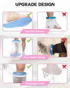 DNEOUXI Waterproof Extra Wide Leg Cast Cover for Shower, Extra Large Watertight Foot Protector Cover with Non-Slip Bottom for Plus Size Adults Surgery Casts Boots, Fits Leg Size 12"-29"