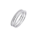 Amazon Essentials Rhodium Plated Sterling Silver Stacking Ring Set of 3 Size 8, Silver