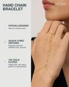 PAVOI CZ Dainty Hand Chain, 14K Gold Plated, Yellow Gold
