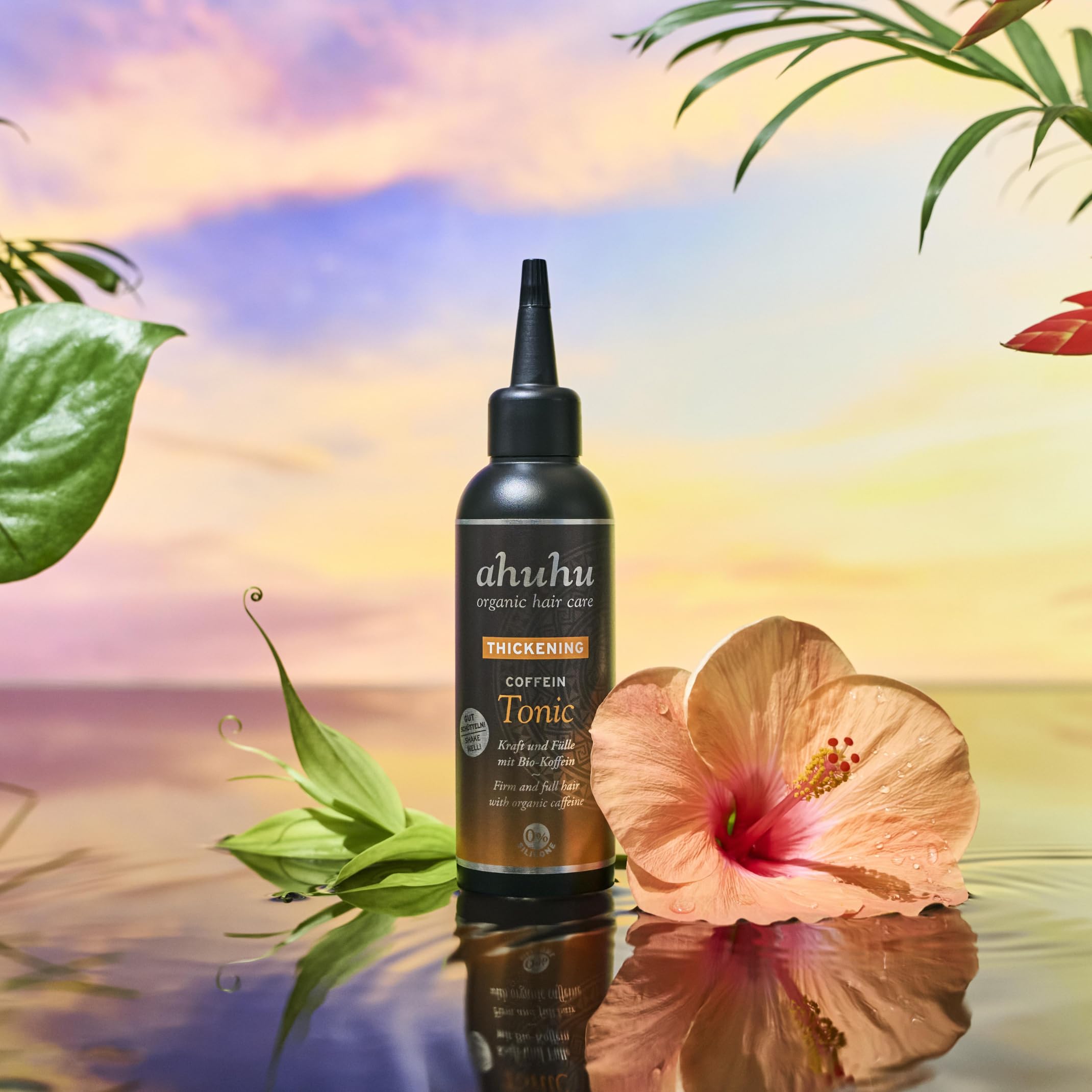 Ahuhu THICKENING Coffein Tonic (100ml) - Strengthening Scalp Treatment With Organic Caffeine & Rice Starch, Hair Thickening & Volumizing Tonic For Men & Women, Vegan Hair Tonic