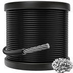 CELYND Black Vinyl Coated Cable - 304 Stainless Steel Wire Rope 1/16 Inch Overmolded to 3/32 Inch for Outdoor Hanging DIY Projects String Lights Trellis Clothesline 200ft