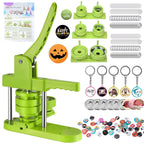 Button Maker Machine Pin Maker 1''+1.25''+2.25'' Button Making Supplies, DIY 300 Pinback Button/10 Keychain Badge/10 Bottle Opener Button/10 Flat Badge for Christmas Party (Green, 1''+1.25''+2.25'')