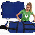 Positioning Bed Pad with 8 Reinforced Padded Handles - Washable Transfer Sheet for Lifting & Repositioning - Quick-Dry Patient Slide Blanket for Caregiver, Bedridden, Elderly - 48" x 40", Blue Ver 2