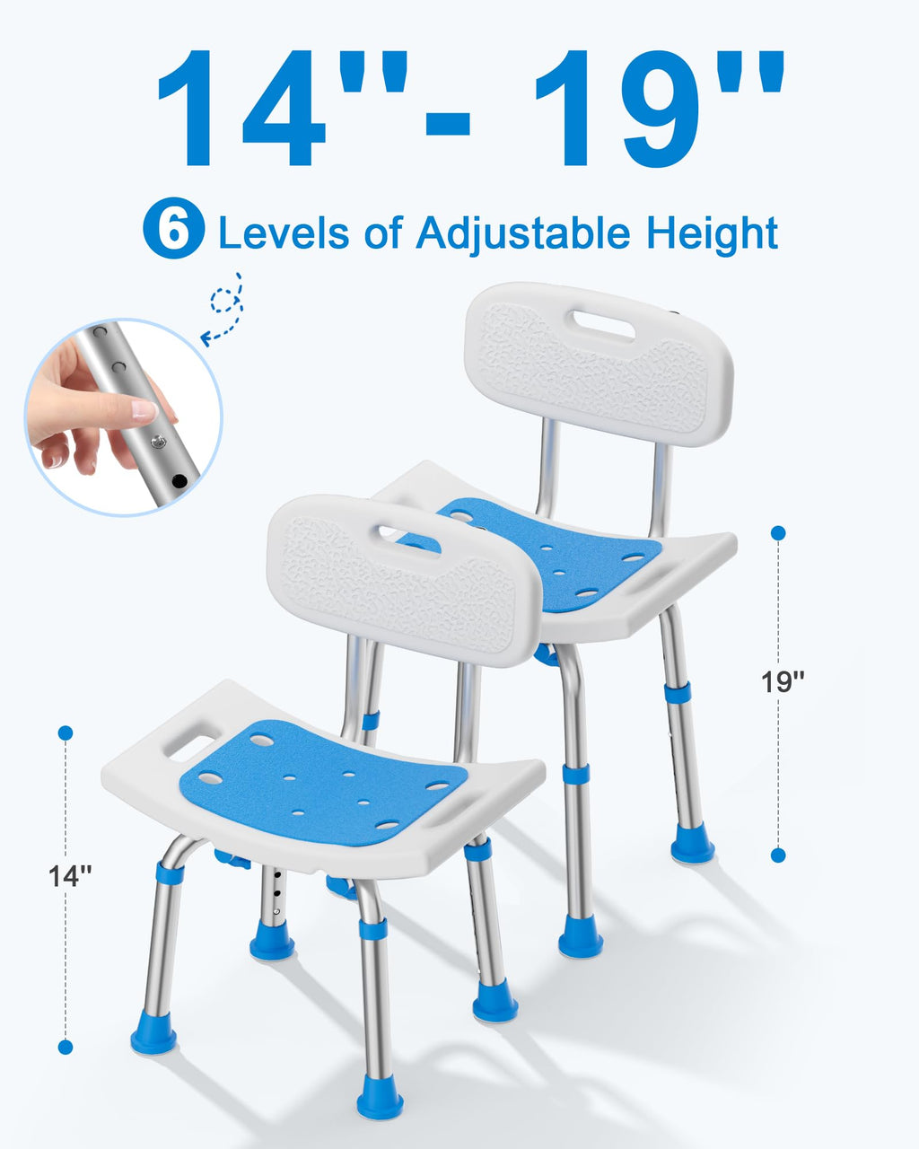 HOMLAND Shower Chair for Inside Shower with Removable Back, 400 lbs Heavy Duty Bath Seat for Bathtub, Safety Bath Stool for Seniors and Disabled