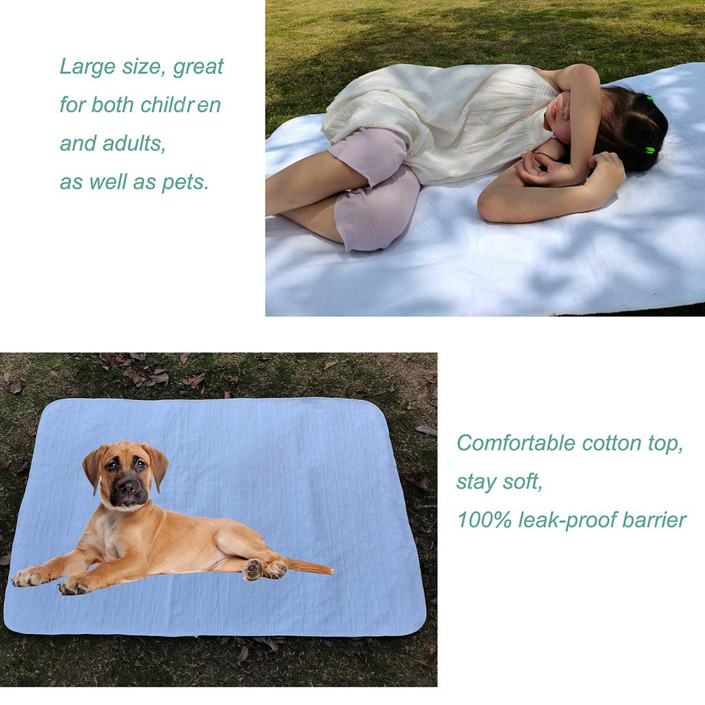 Pack of 2 Careboree Quilted Cotton Top Underpad 34"X52" Reusable Incontinence Bed Pads Washable Durable Waterproof Extra Absorbent Draw Sheet for Mattress