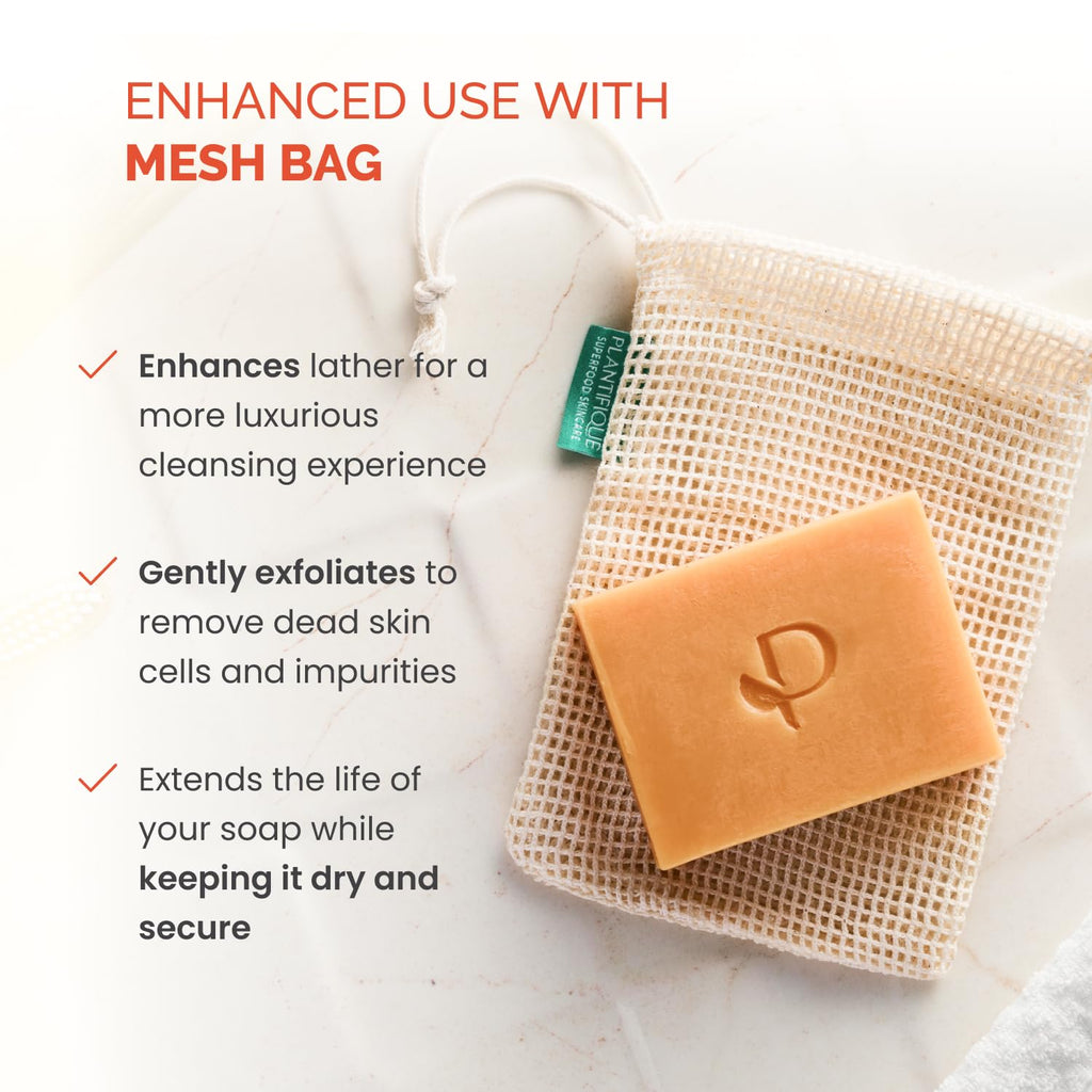 PLANTIFIQUE Kojic Acid Soap for Hyperpigmentation 4 Bars with Mesh Bag - Turmenic Soap with Hyaluronic Acid, Collagen, Vitamin C for Dark Spots - Vegan Skincare, 320g / 11.28 oz