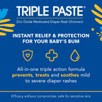 Triple Paste Diaper Rash Cream, Zinc Oxide Baby Ointment, 8 oz