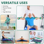 Abiarst Stretching Strap Yoga Straps for Physical Therapy, 10 Loops Non-Elastic Stretch Band for Pilates, Flexibility, Exercise and Gymnastics (Green)