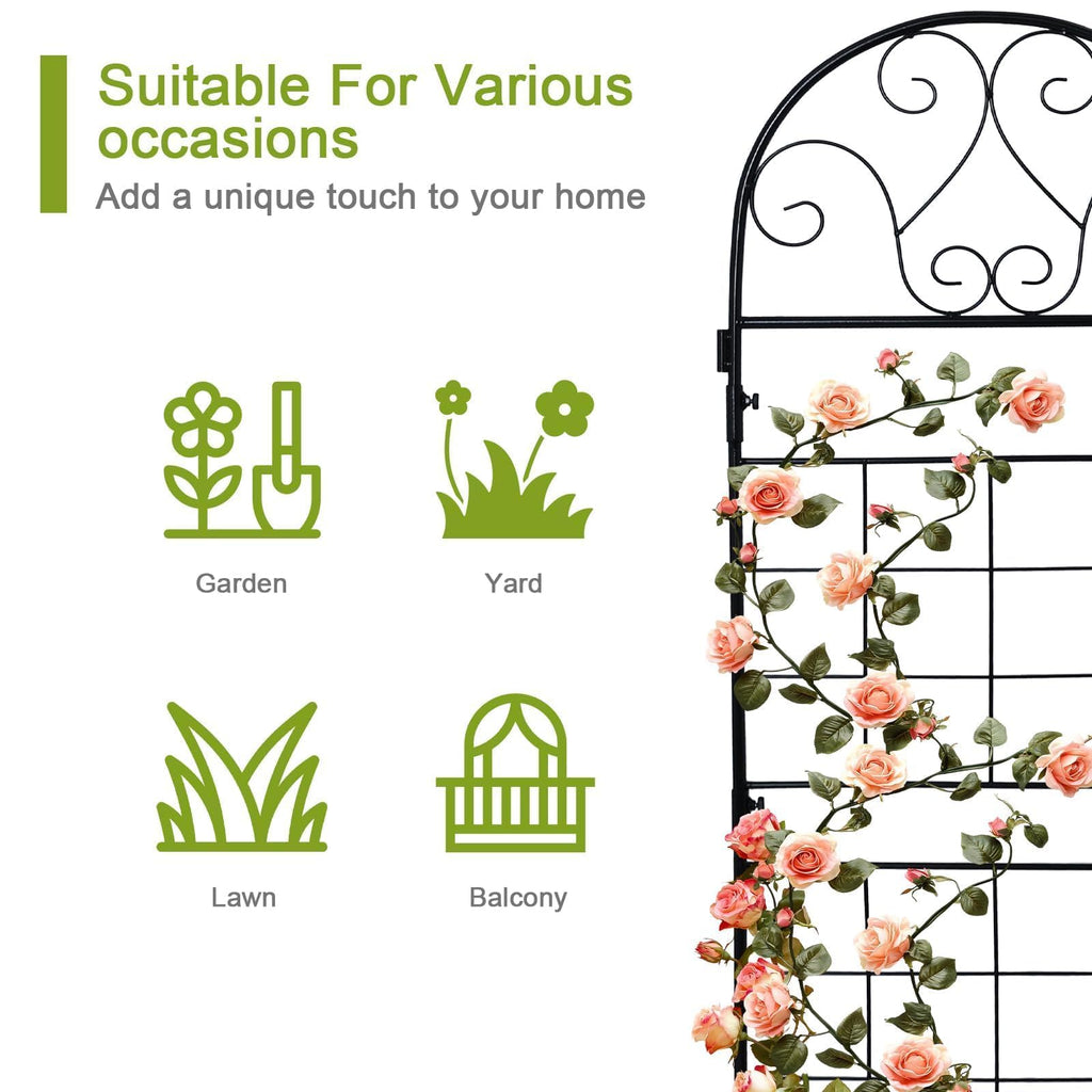hogardeck 1PC 45x14 Inch Heavy Duty Metal Trellis - Black Rustproof Coated Outdoor Garden Support for Climbing Plants, Roses, Vegetables