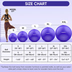 APEXUP Yoga Ball Exercise Ball, Anti Slip Stability Ball Chair, Heavy Duty Large Gym Ball for Fitness, Balance, Core Workout and Physical Therapy (S (15"~18") 45cm, Indigo)