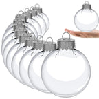 3.15 inch Clear Plastic Ornament Balls, Christmas Balls, DIY Fillable Ornaments, Clear Ornaments for Crafts Fillable - 12 PCS