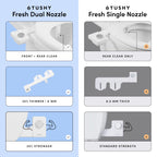 TUSHY NEW Fresh Dual Nozzle Cool Water Bidet: Ultra Slim Toilet Seat Attachment Sprayer with Luxury 2 in 1 Front & Rear, Self-Cleaning, 180º Clean (DIY Install, 10 Minutes), Non-Electric, Bamboo Knob