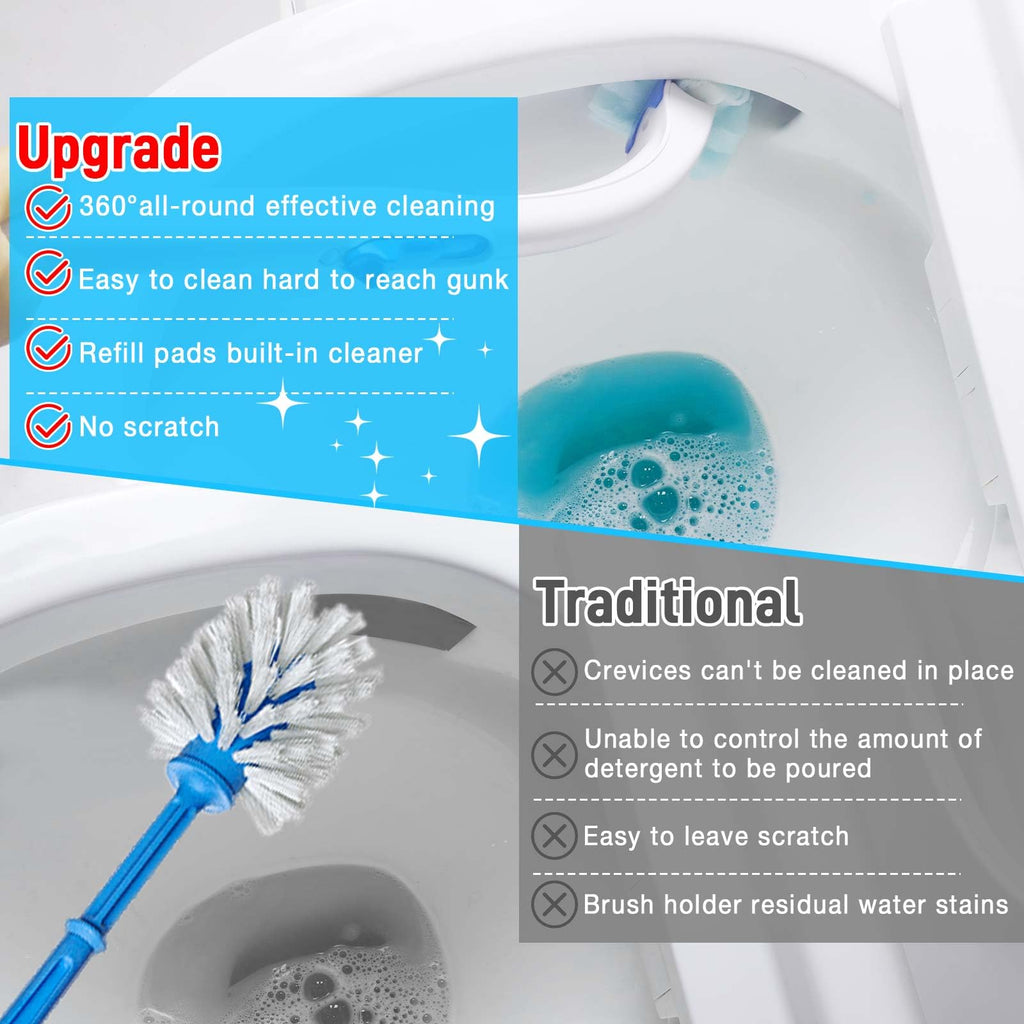 CARZEXSUC Toilet Cleaner Refill Pads Ocean Scent Enhanced Odor Control 72 Count Scrubber Refill Clean Stains Disposable Toilet Brush Refill for Toilet and Bathroom