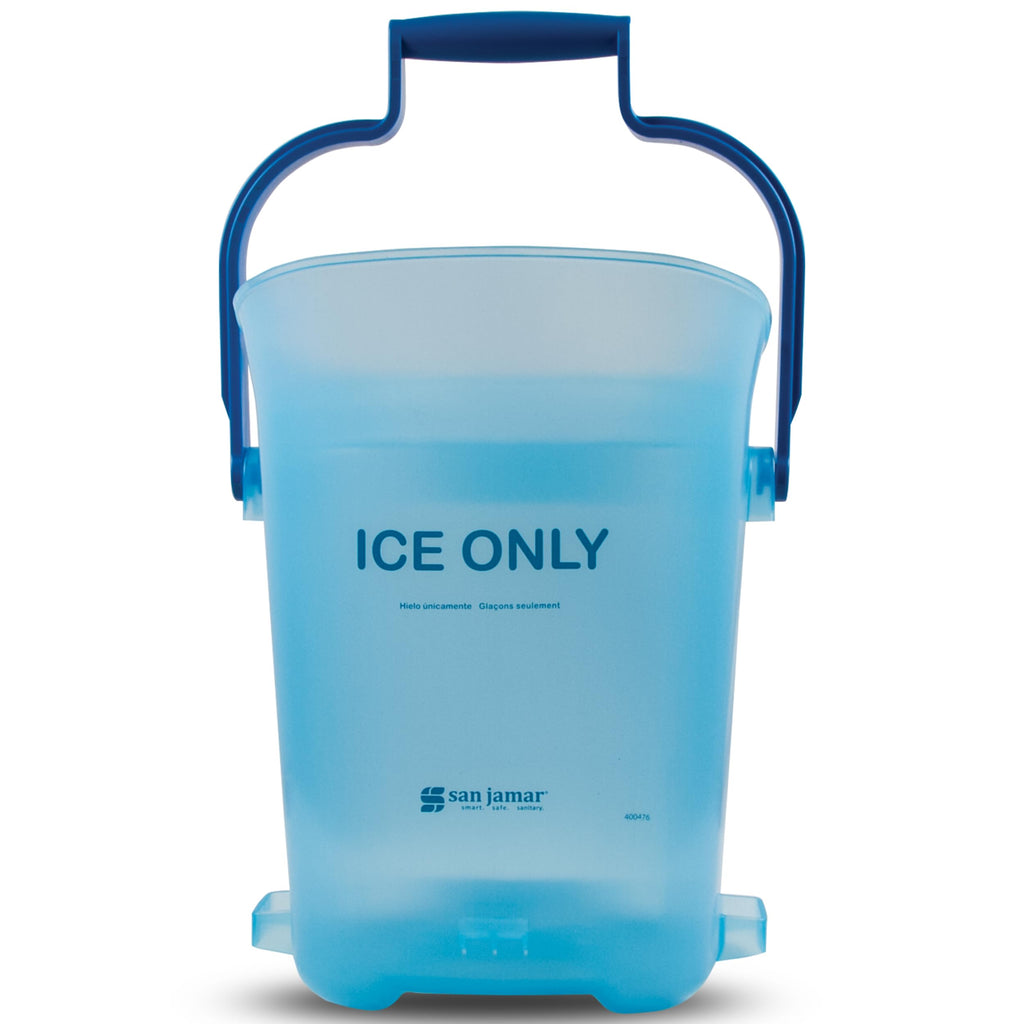 San Jamar Light Duty Plastic Ice Bucket Tote – Large Ice Bucket for Cocktail Bar, Parties, Catering Events, Restaurants, Buffets, Dual-Grip Handles, Blue, 6 Gallons