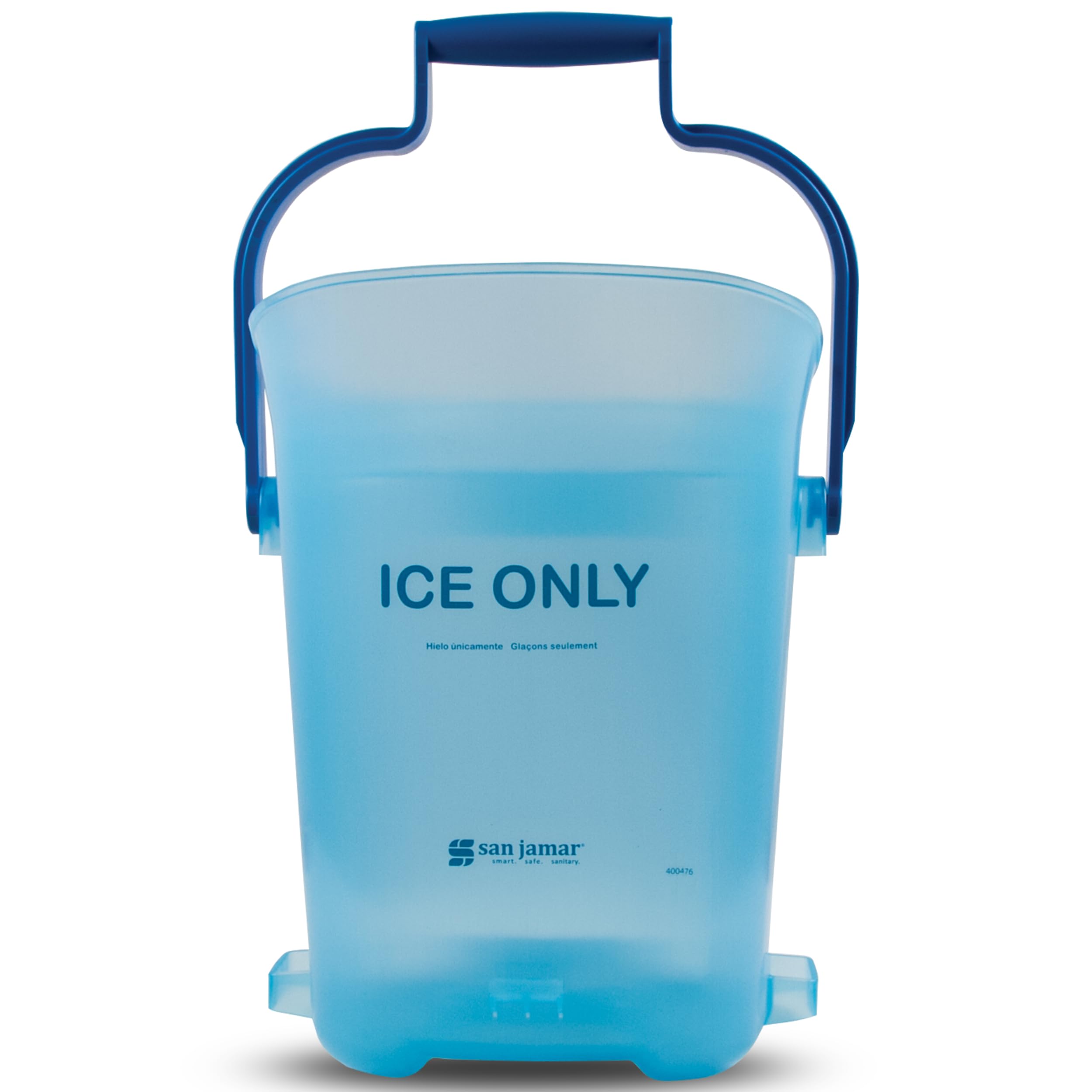 San Jamar Light Duty Plastic Ice Bucket Tote – Large Ice Bucket for Cocktail Bar, Parties, Catering Events, Restaurants, Buffets, Dual-Grip Handles, Blue, 6 Gallons