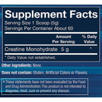 BODYTECH 100% Pure Creatine Monohydrate Powder - Micronized for Maximum Absorption - Supports Muscle Strength & Power Output - Unflavored (10.58 oz, 60 Servings)
