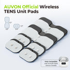 AUVON Official Wireless TENS Unit Electrode Pads Only Compatible with AUVON Wireless TENS Device TX6224, 12-Pack Reusable TENS Unit Replacement Pads in 2 Sizes, Premium Stickiness & Skin Friendly