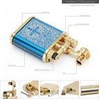 2 in 1 Lighter Permanent Match Antique Style Lift Arm Kerosene Lighter with Permanent Match (Blue Ice Constantine)