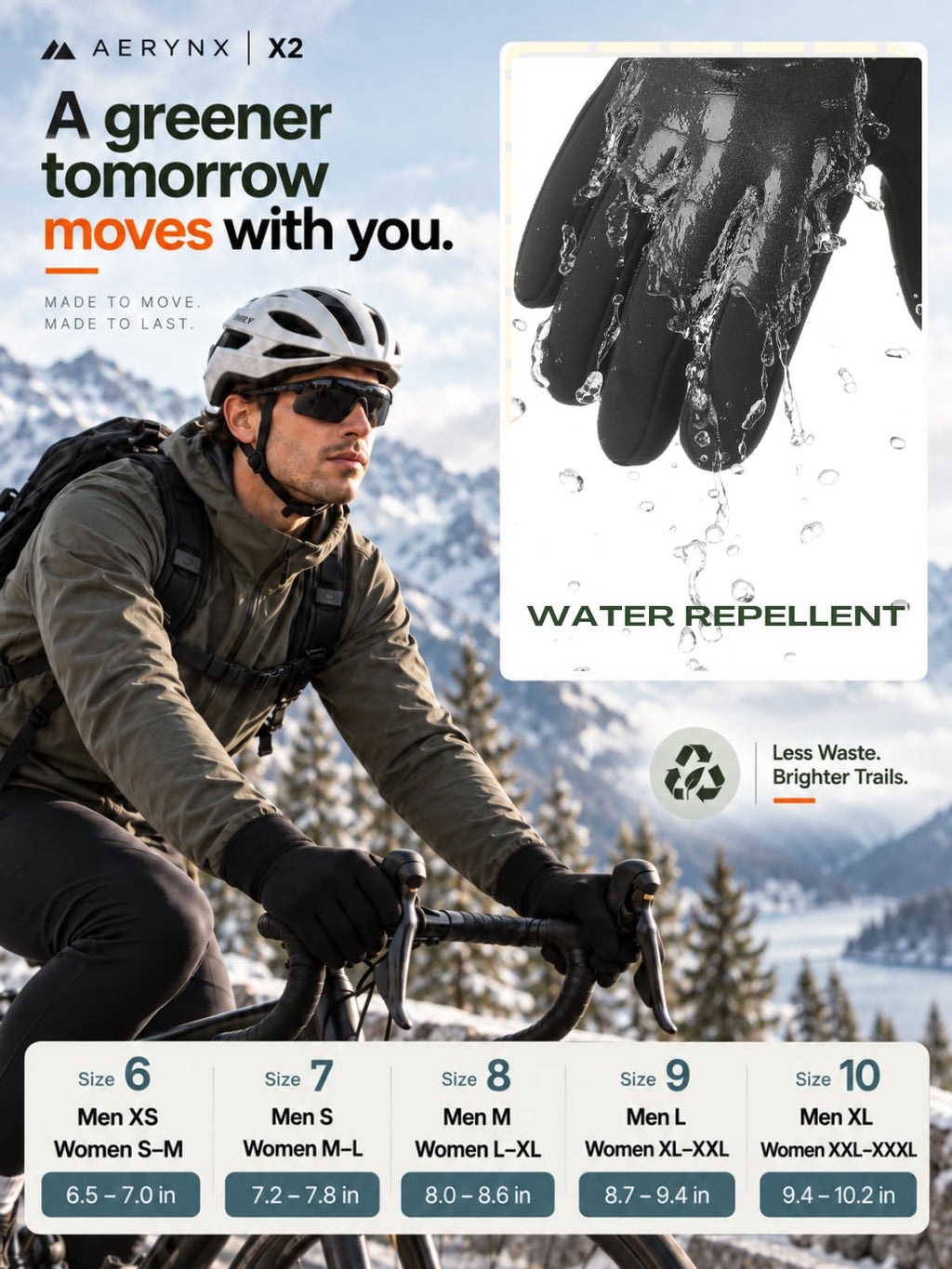 Aerynx Winter Gloves Women Men Cold Weather Thermal Warm Touch Screen 3-Layers Liner Glove, Windproof for Running, Cycling, Biking, Hiking, Driving, Walking, Typing, Gaming X2