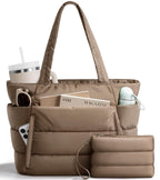 Bagstellar Puffer Tote Bag for Women, Lightweight Puffy Work Tote Handbag