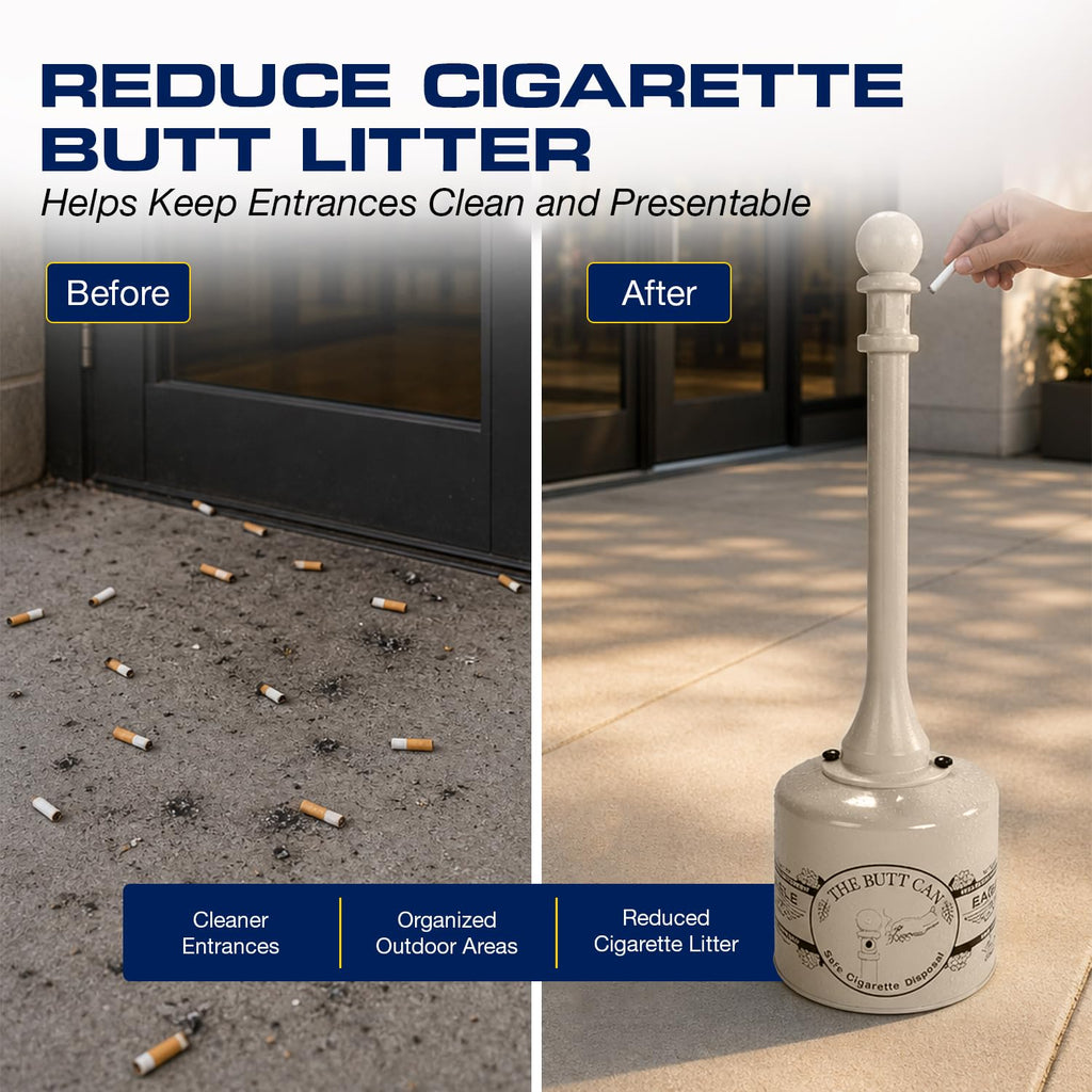 Eagle Cigarette Butt Receptacle, 5 Gallon Capacity, Beige