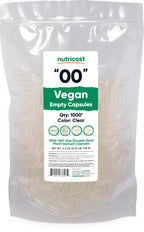 Nutricost Empty Capsules Size 00 Vegan - 1,000 Clear Empty Plant-Based Capsules - Kosher Certified, Halal Certified, Non-GMO, Soy Free, Gluten Free, Vegetarian